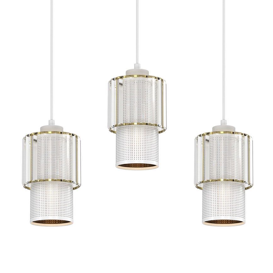 Ljuskrona med upphängningsrem BLANCO 3xE27/60W/230V vit