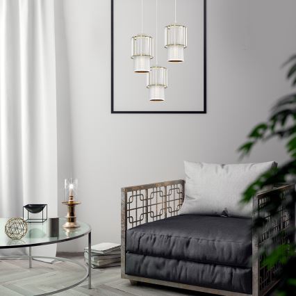 Ljuskrona med upphängningsrem BLANCO 3xE27/60W/230V vit