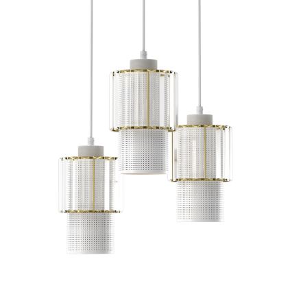 Ljuskrona med upphängningsrem BLANCO 3xE27/60W/230V vit