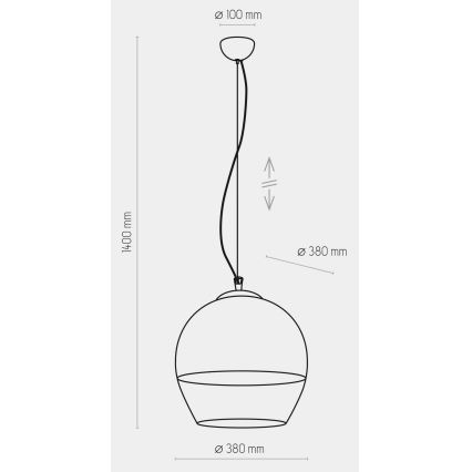 Ljusskrona med upphängningsrem  BOULETTE 1xE27/60W/230V gyllene 