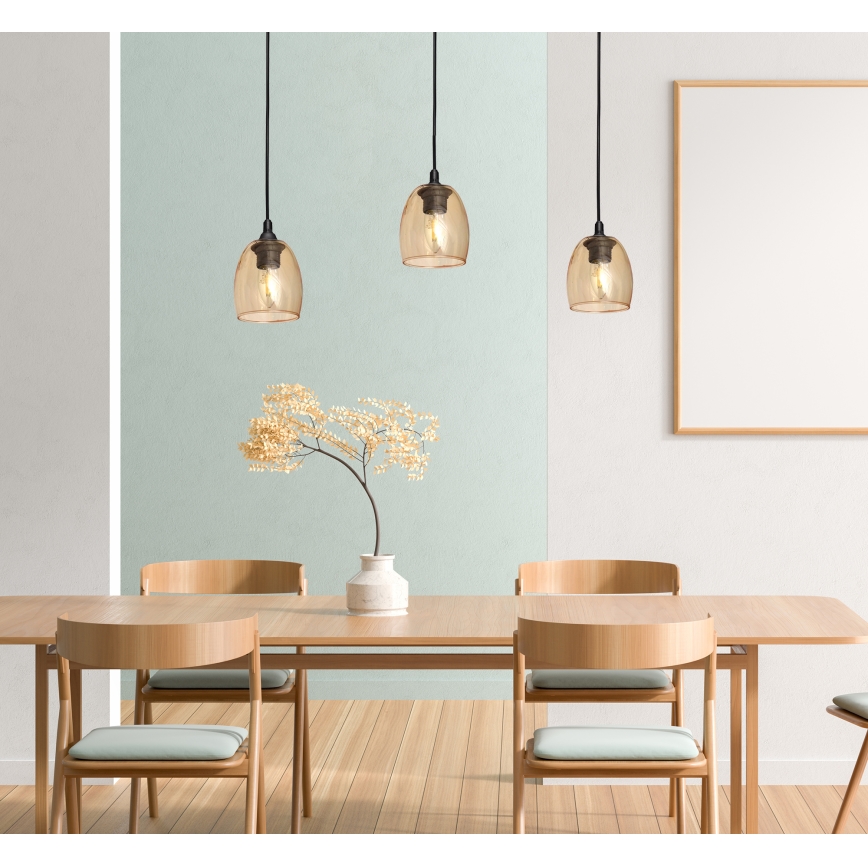 Ljuskrona med upphängningsrem BRILLANT 1xE27/15W/230V beige