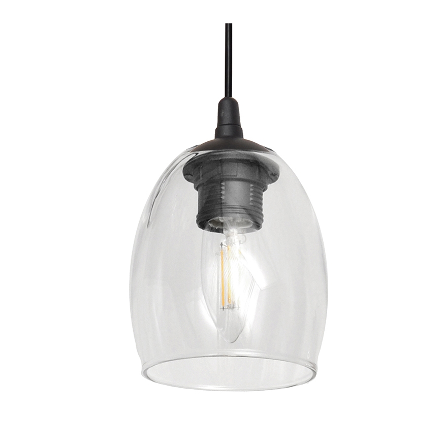 Ljuskrona med upphängningsrem BRILLANT 1xE27/15W/230V genomskinlig