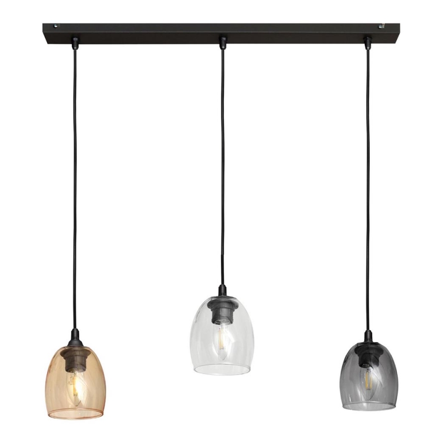 Ljuskrona med upphängningsrem BRILLANT 3xE27/15W/230V beige/genomskinlig/grå