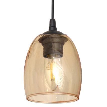 Ljuskrona med upphängningsrem BRILLANT 3xE27/15W/230V beige/genomskinlig/grå