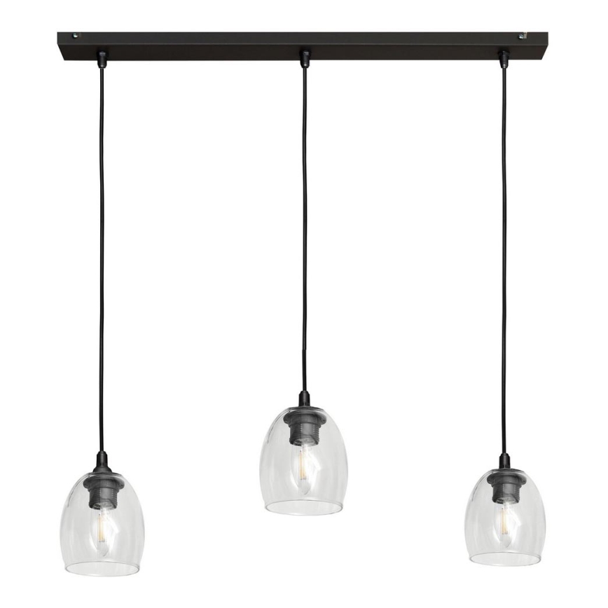 Ljuskrona med upphängningsrem BRILLANT 3xE27/15W/230V genomskinlig