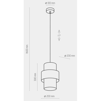 Ljusskrona med upphängningsrem  CALISTO 1xE27/15W/230V gyllene /svart 