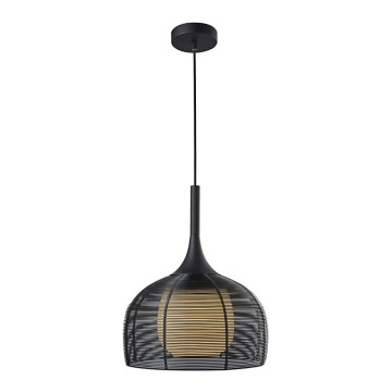 Ljuskrona med upphängningsrem CENTER 1xE27/9W/230V svart