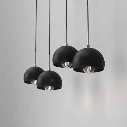 Ljuskrona med upphängningsrem COOL 4xE27/60W/230V svart
