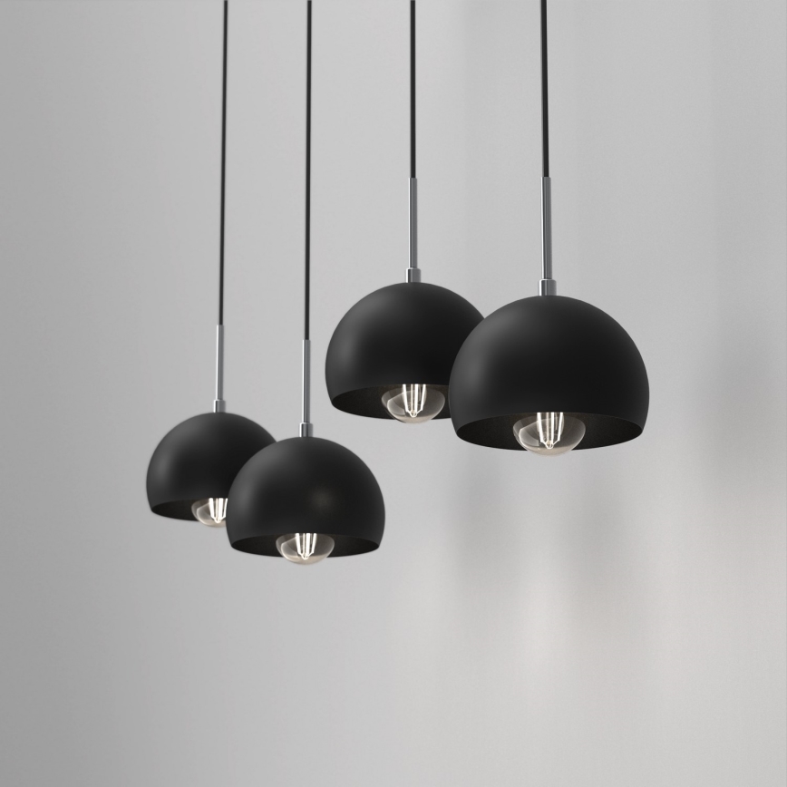 Ljuskrona med upphängningsrem COOL 4xE27/60W/230V svart
