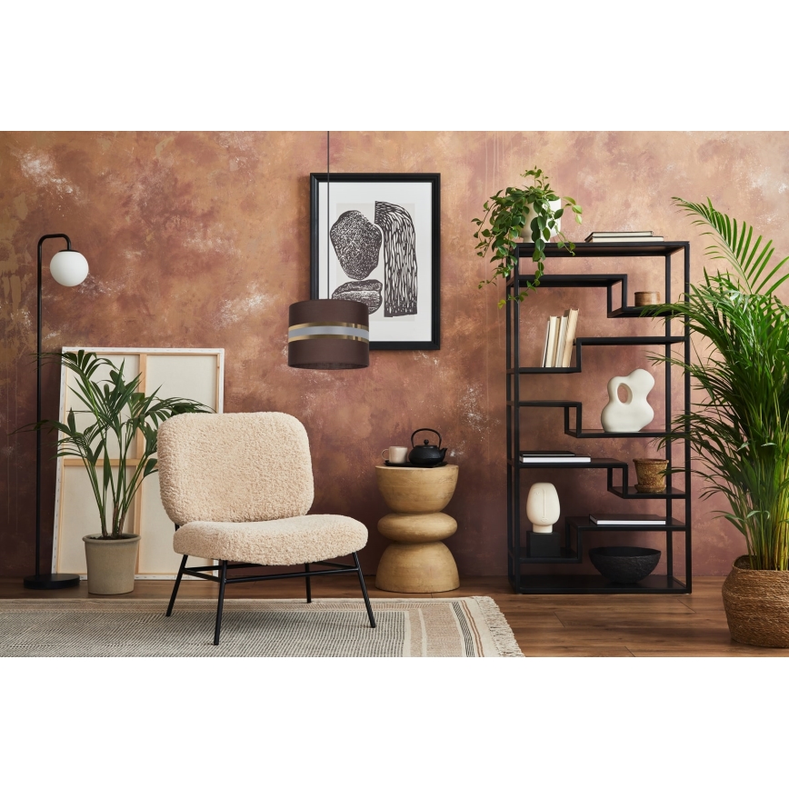 Ljuskrona med upphängningsrem CORAL 1xE27/60W/230V d. 20 cm brun