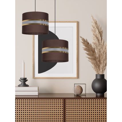 Ljuskrona med upphängningsrem CORAL 1xE27/60W/230V d. 20 cm brun