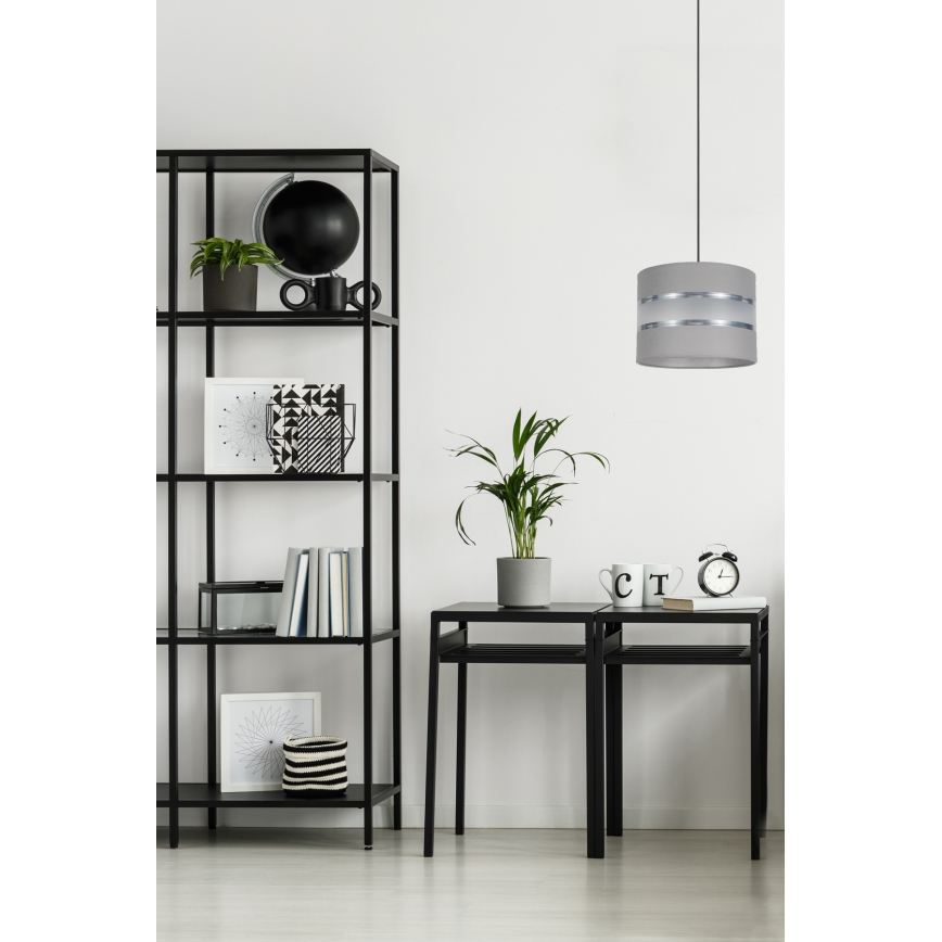 Ljuskrona med upphängningsrem CORAL 1xE27/60W/230V d. 20 cm grå