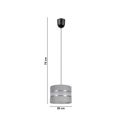 Ljuskrona med upphängningsrem CORAL 1xE27/60W/230V d. 20 cm grå