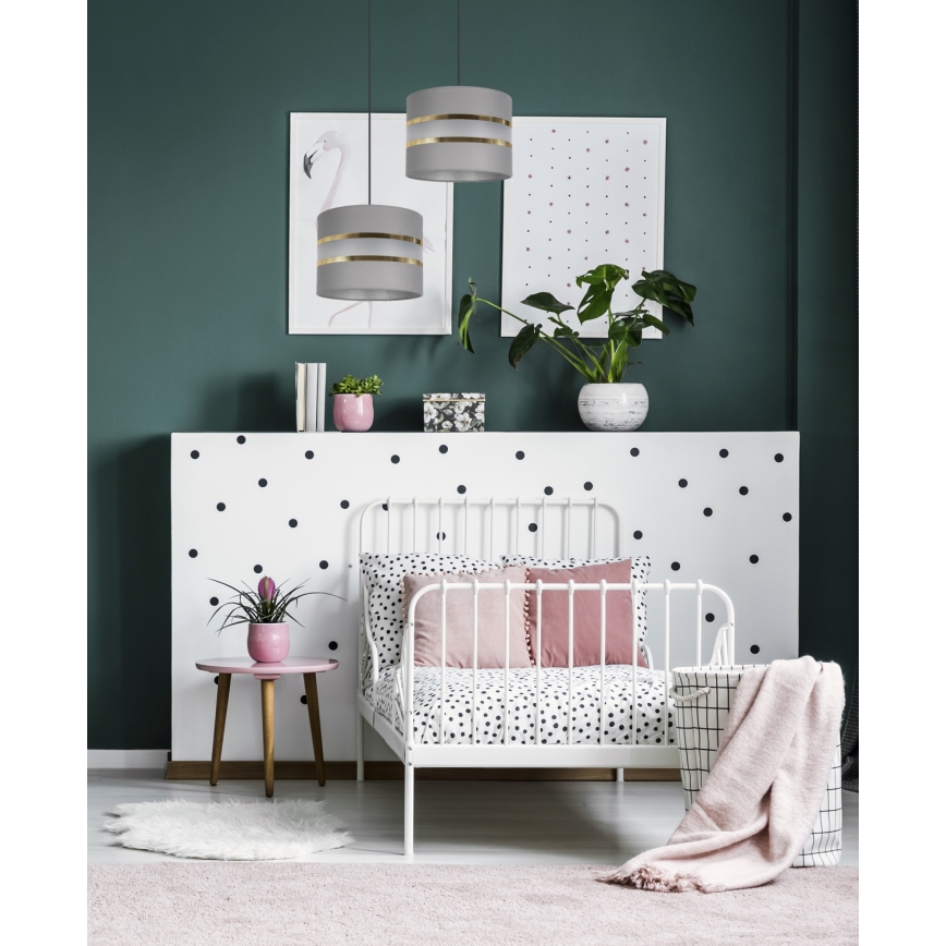 Ljuskrona med upphängningsrem CORAL 1xE27/60W/230V d. 20 cm grå
