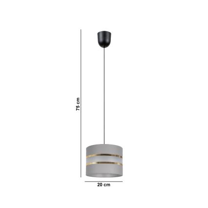 Ljuskrona med upphängningsrem CORAL 1xE27/60W/230V d. 20 cm grå