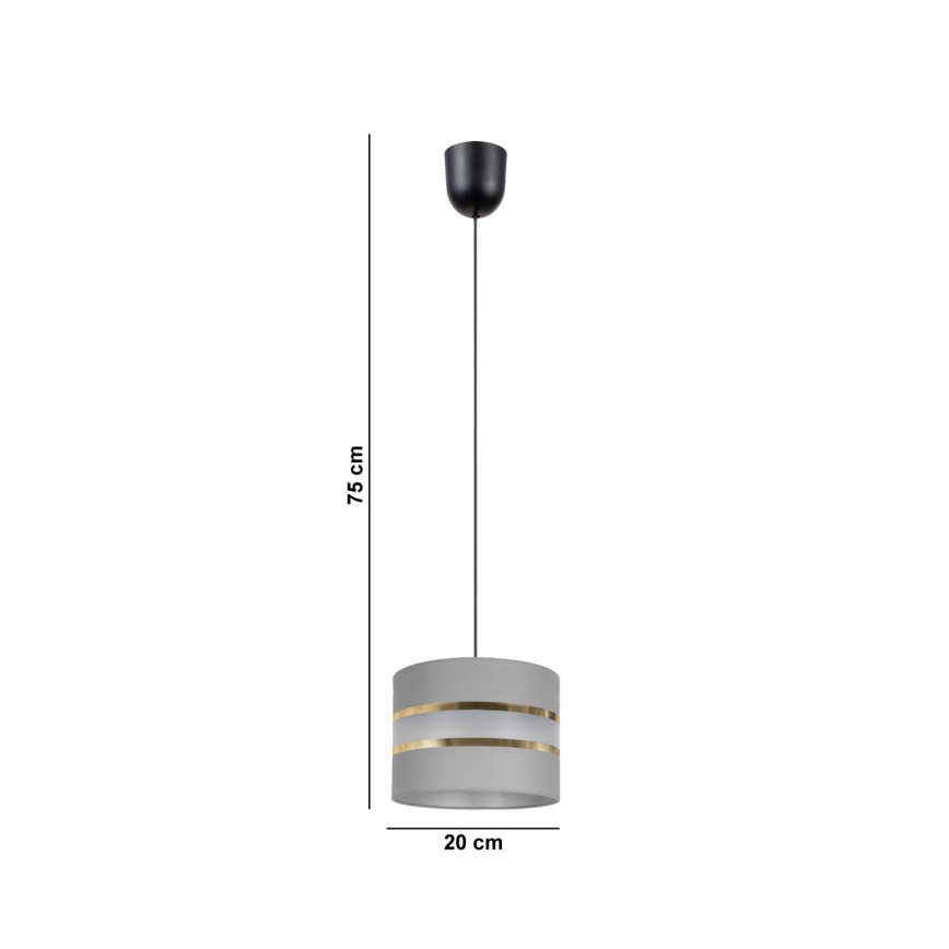 Ljuskrona med upphängningsrem CORAL 1xE27/60W/230V d. 20 cm grå