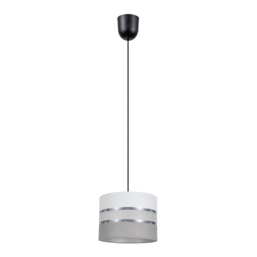 Ljuskrona med upphängningsrem CORAL 1xE27/60W/230V d. 20 cm vit/grå