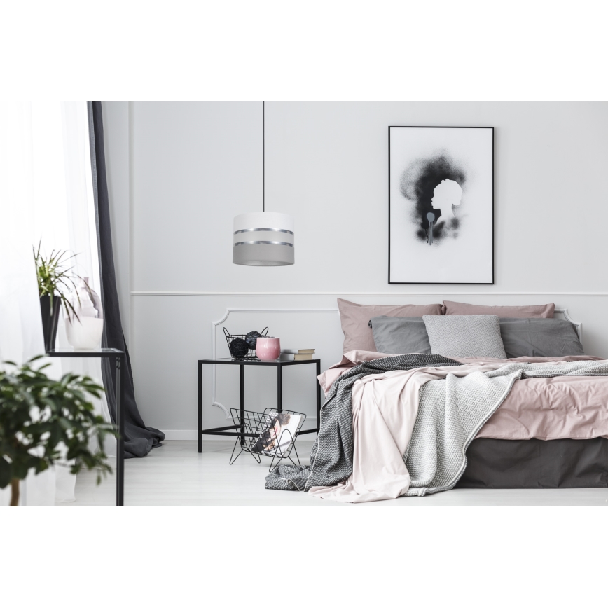 Ljuskrona med upphängningsrem CORAL 1xE27/60W/230V d. 20 cm vit/grå