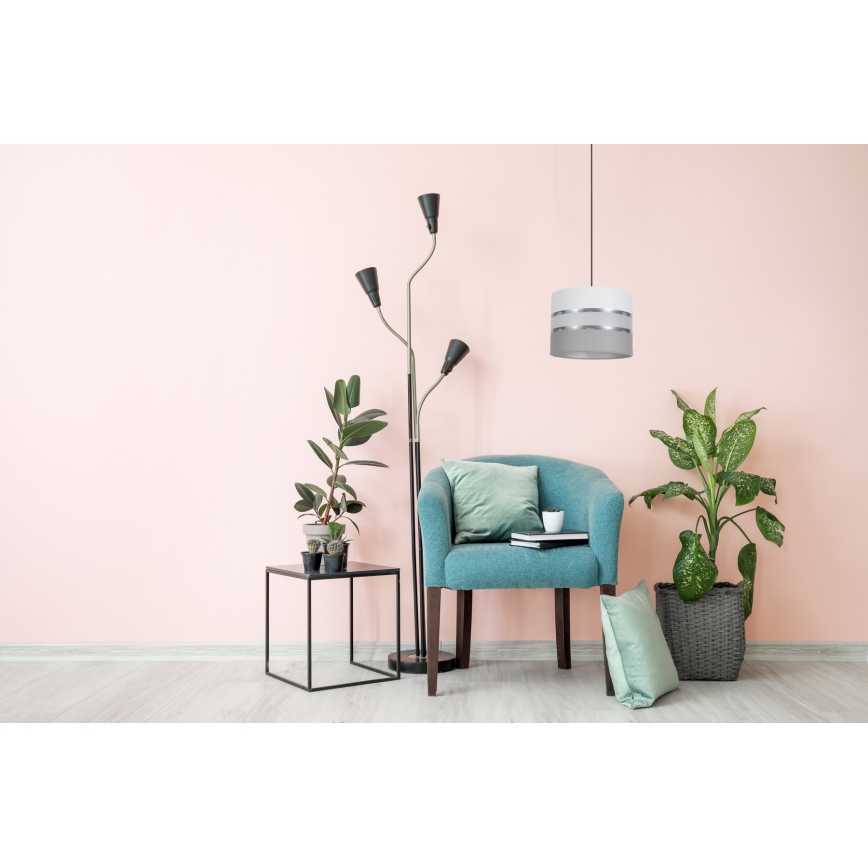 Ljuskrona med upphängningsrem CORAL 1xE27/60W/230V d. 20 cm vit/grå