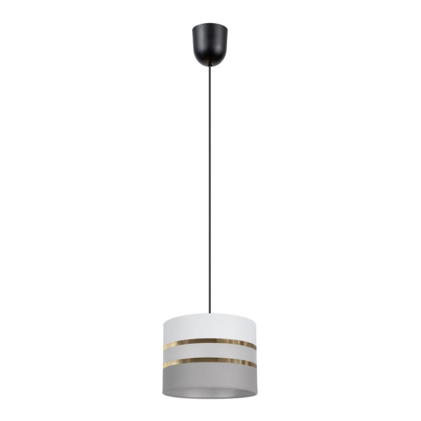 Ljuskrona med upphängningsrem CORAL 1xE27/60W/230V d. 20 cm vit/grå