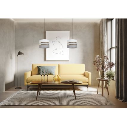 Ljuskrona med upphängningsrem CORAL 1xE27/60W/230V d. 20 cm vit/grå
