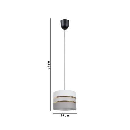Ljuskrona med upphängningsrem CORAL 1xE27/60W/230V d. 20 cm vit/grå