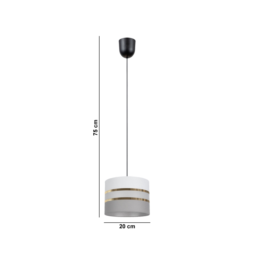 Ljuskrona med upphängningsrem CORAL 1xE27/60W/230V d. 20 cm vit/grå