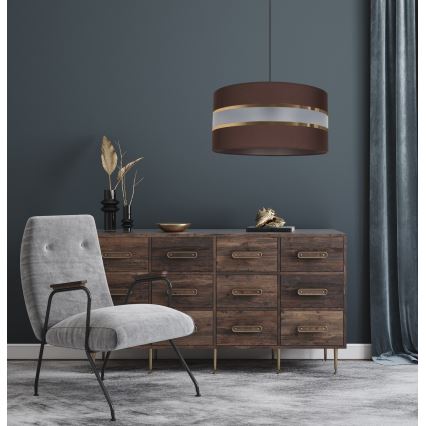 Ljuskrona med upphängningsrem CORAL 1xE27/60W/230V d. 40 cm brun