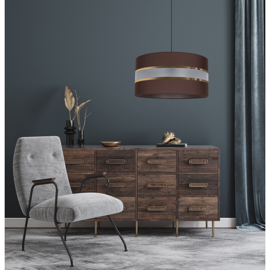 Ljuskrona med upphängningsrem CORAL 1xE27/60W/230V d. 40 cm brun