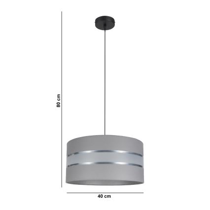 Ljuskrona med upphängningsrem CORAL 1xE27/60W/230V d. 40 cm grå