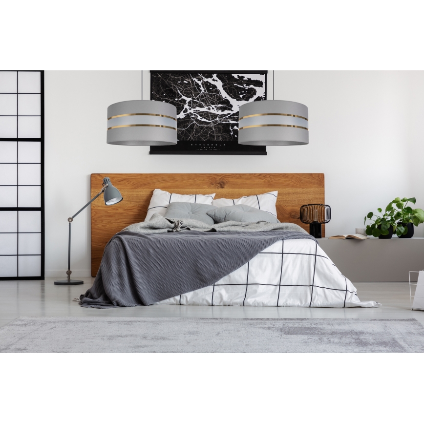 Ljuskrona med upphängningsrem CORAL 1xE27/60W/230V d. 40 cm grå