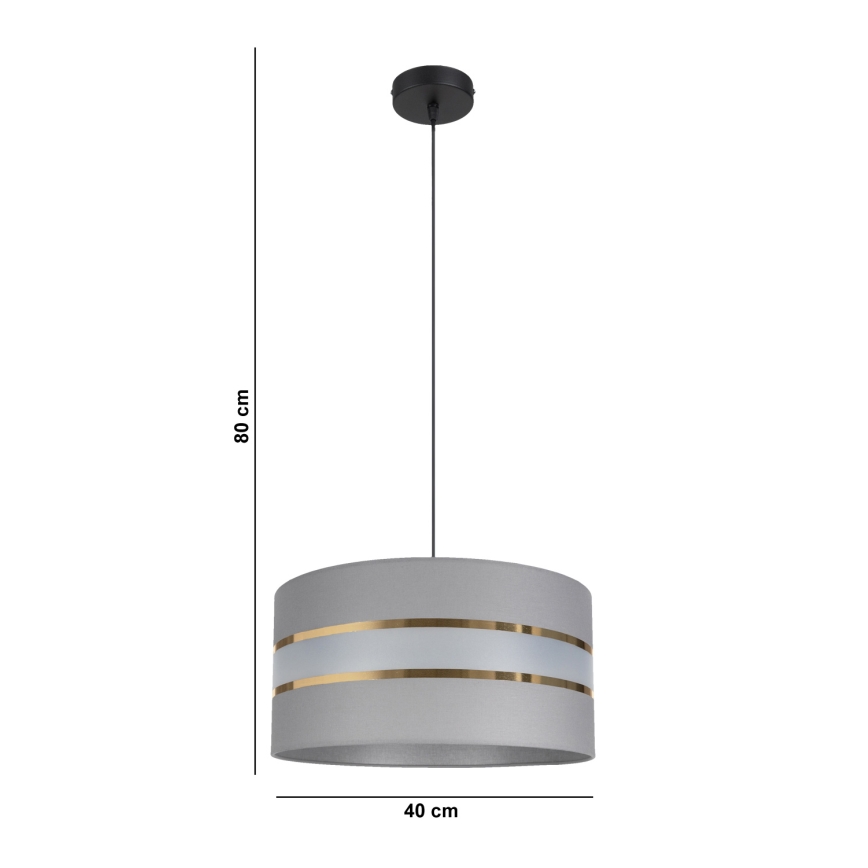 Ljuskrona med upphängningsrem CORAL 1xE27/60W/230V d. 40 cm grå