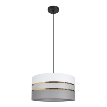 Ljuskrona med upphängningsrem CORAL 1xE27/60W/230V d. 40 cm vit/grå