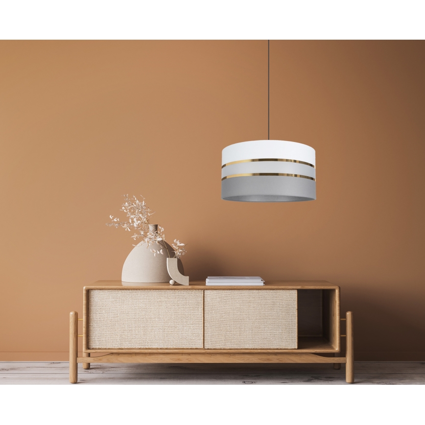 Ljuskrona med upphängningsrem CORAL 1xE27/60W/230V d. 40 cm vit/grå