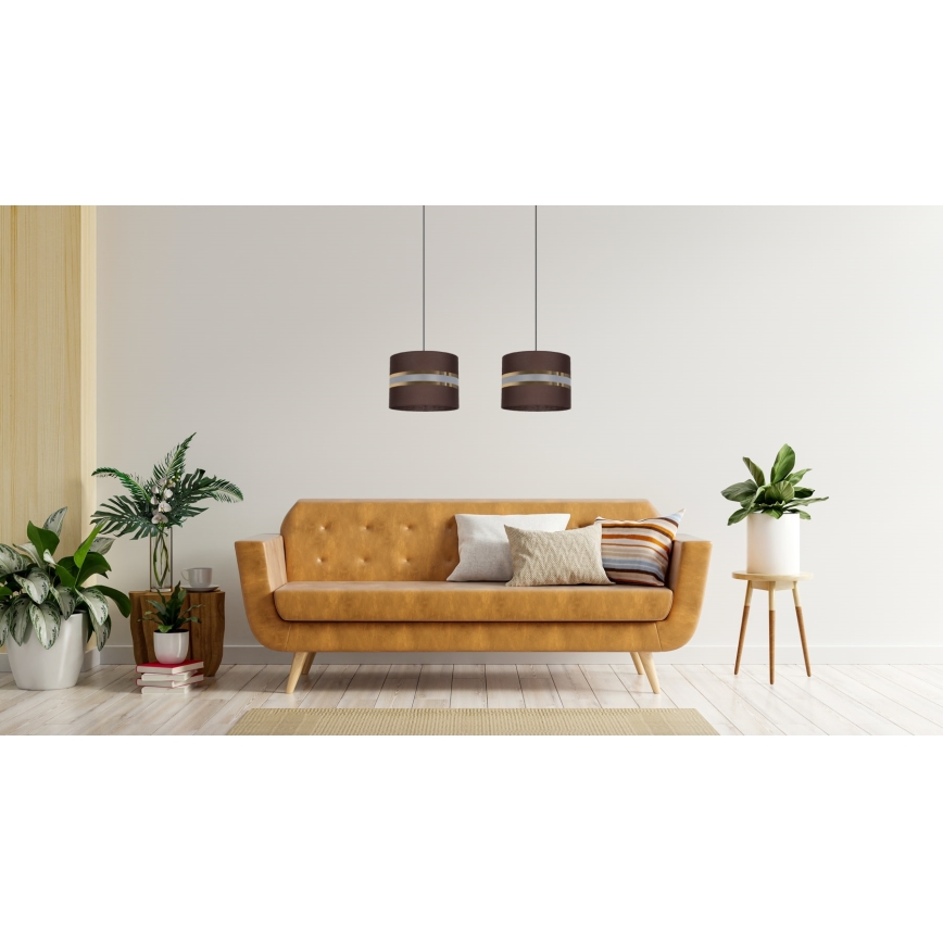 Ljuskrona med upphängningsrem CORAL 2xE27/60W/230V brun