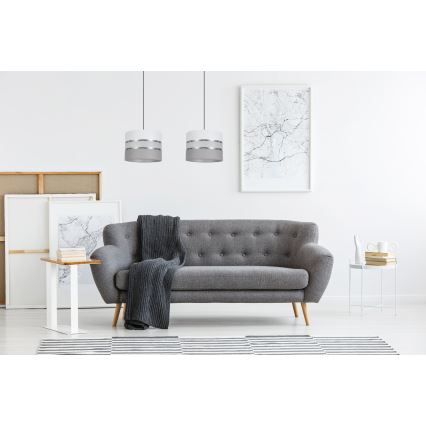 Ljuskrona med upphängningsrem CORAL 2xE27/60W/230V vit/grå