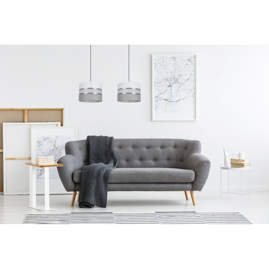 Ljuskrona med upphängningsrem CORAL 2xE27/60W/230V vit/grå