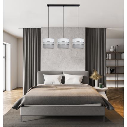 Ljuskrona med upphängningsrem CORAL 3xE27/60W/230V vit/grå