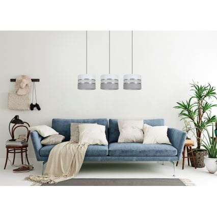 Ljuskrona med upphängningsrem CORAL 3xE27/60W/230V vit/grå