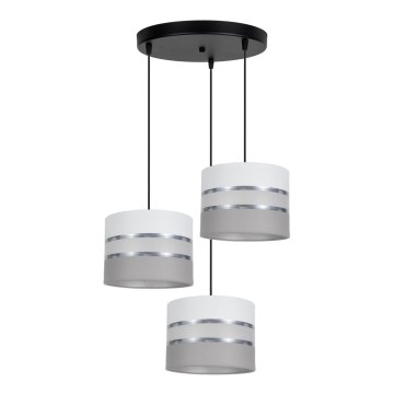 Ljuskrona med upphängningsrem CORAL 3xE27/60W/230V vit/grå