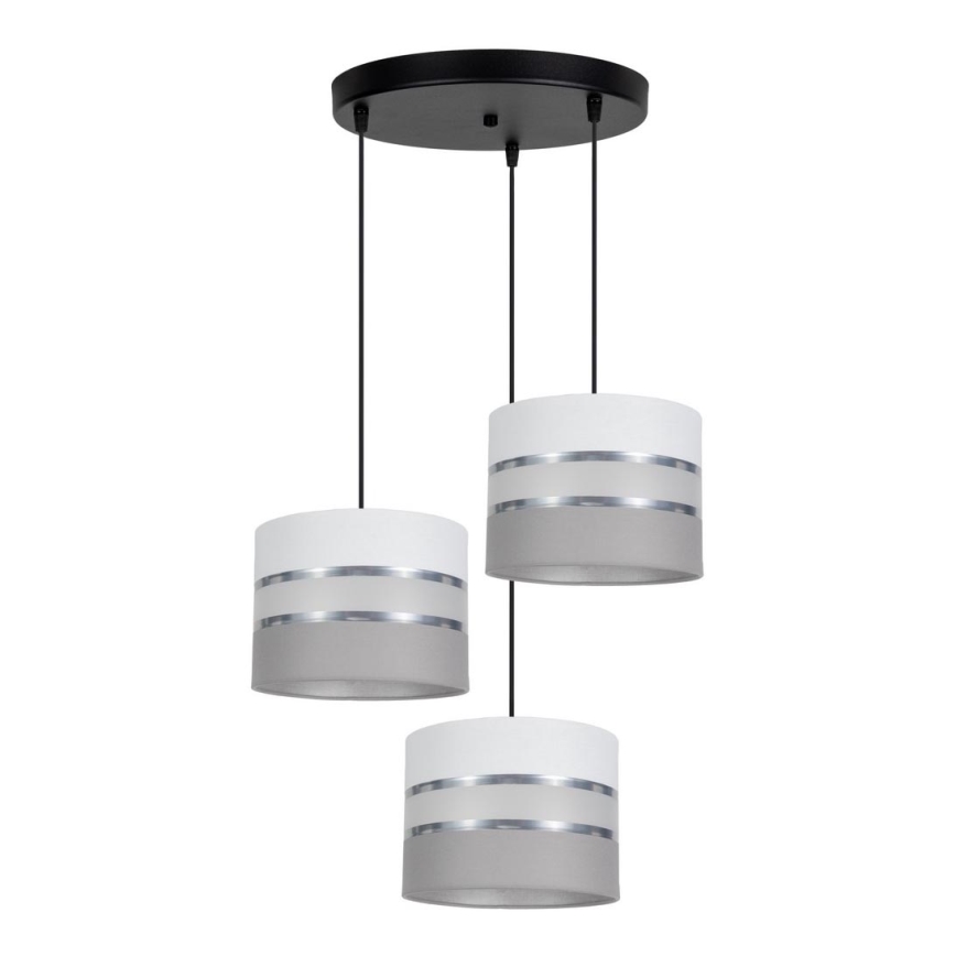 Ljuskrona med upphängningsrem CORAL 3xE27/60W/230V vit/grå
