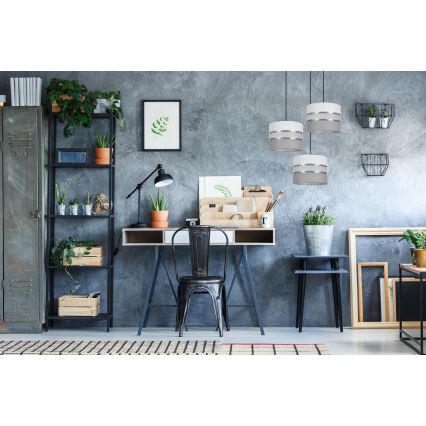 Ljuskrona med upphängningsrem CORAL 3xE27/60W/230V vit/grå