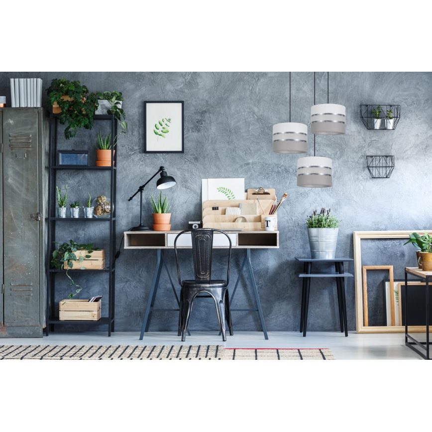 Ljuskrona med upphängningsrem CORAL 3xE27/60W/230V vit/grå