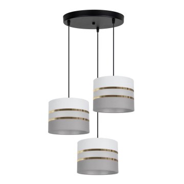 Ljuskrona med upphängningsrem CORAL 3xE27/60W/230V vit/grå
