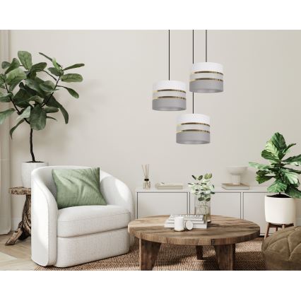 Ljuskrona med upphängningsrem CORAL 3xE27/60W/230V vit/grå