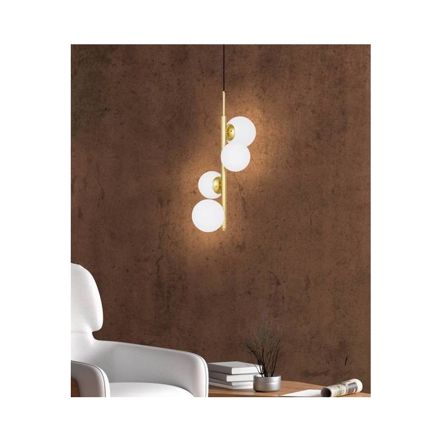 Ljuskrona med upphängningsrem CORDEL 4xG9/20W/230V gyllene