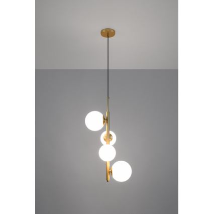 Ljuskrona med upphängningsrem CORDEL 4xG9/20W/230V gyllene