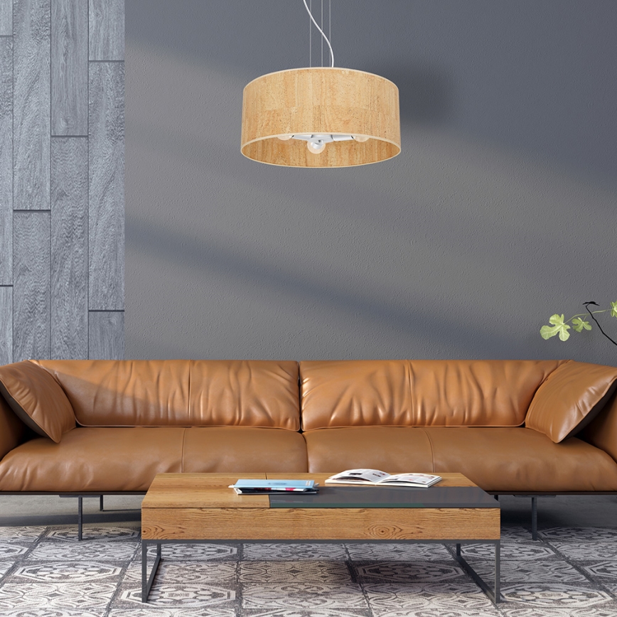 Ljusskrona med upphängningsrem  CORK 3xE27/60W/230V