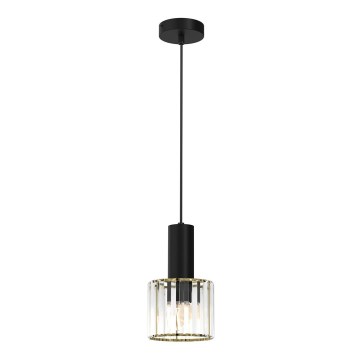 Ljuskrona med upphängningsrem CRISTAL 1xE27/60W/230V svart