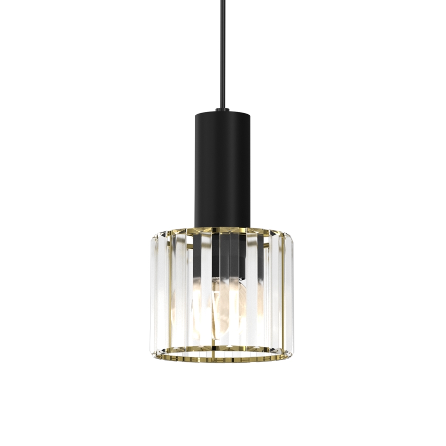 Ljuskrona med upphängningsrem CRISTAL 1xE27/60W/230V svart